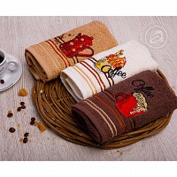 Набор махровых кухонных полотенец «Кофе с вышивкой» (3 шт.)